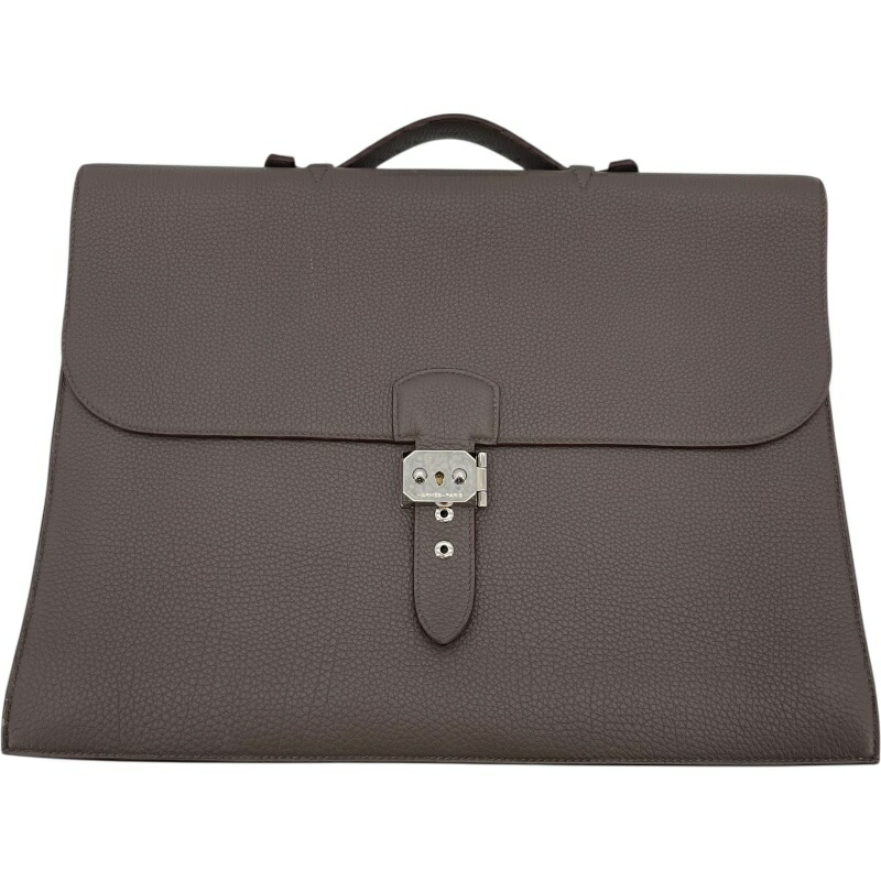 エルメス HERMES サックアデペッシュ38□ □Q刻印 エタン/SV金具 トゴ メンズ ハンドバッグ【中古】
