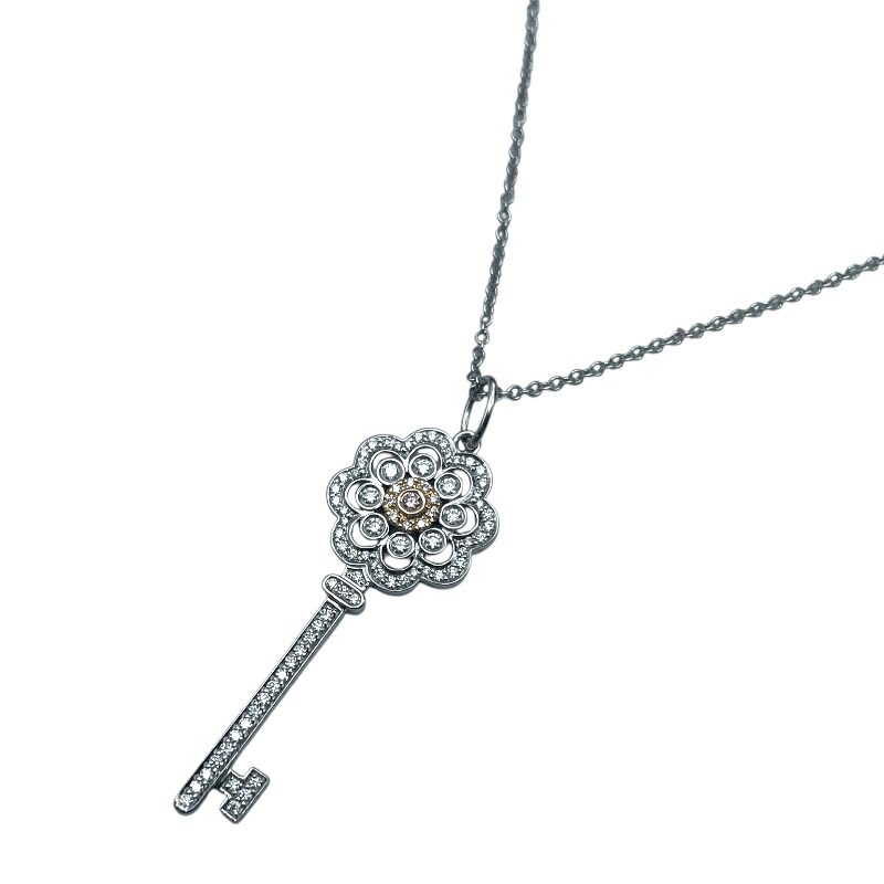 ティファニー TIFFANY&CO ローズキーネックレス ホワイトゴールド×プラチナ K18WG/Pt900 ジュエリー【中古】|OKURA(おお蔵)店