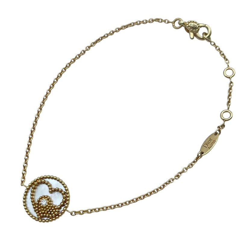 クリスチャン・ディオール Christian Dior ローズデヴァンハートブレス ゴールド Au750 マザー オブ パール ジュエリー【中古】|OKURA(おお蔵)店