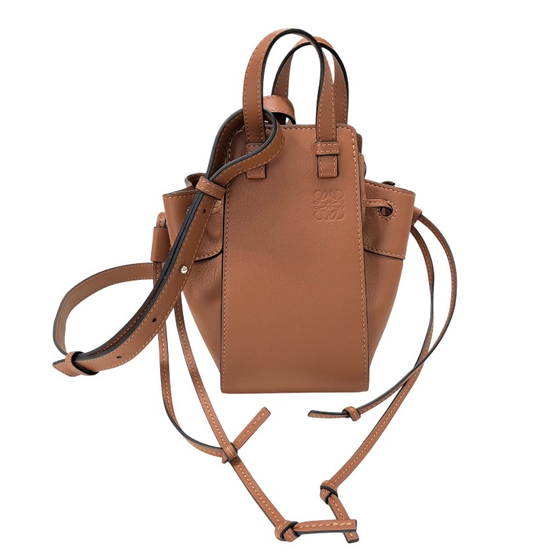 ロエベ LOEWE ハンモック ドローストリング ミニ 314.30.V07 赤銅色 子ウシ レディース ショルダーバッグ【中古】