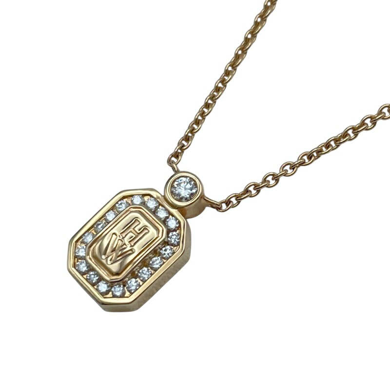 ハリーウィンストン HARRY WINSTON HWロゴダイヤネックレス ピンクゴールド Au750 ジュエリー【中古】