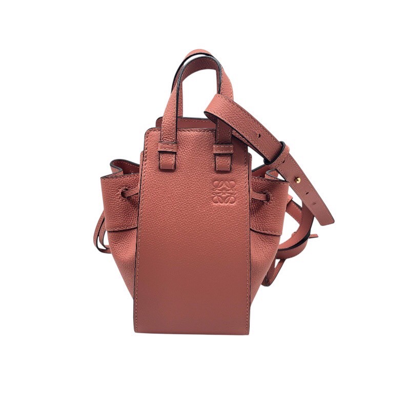 ロエベ LOEWE ハンモックドローストリング ミニ ピンク/GD金具 カーフ レディース ショルダーバッグ【中古】