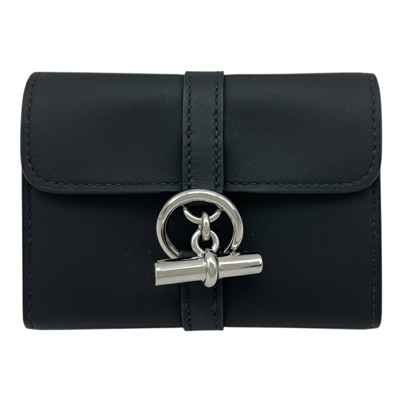 【6/1～ 最大限度30,000円OFFクーポン券！】エルメス HERMES グレナンコンパクト K目じるし 黒いこと SV金具 スイフト ユニ一発やる コインケース【中古】