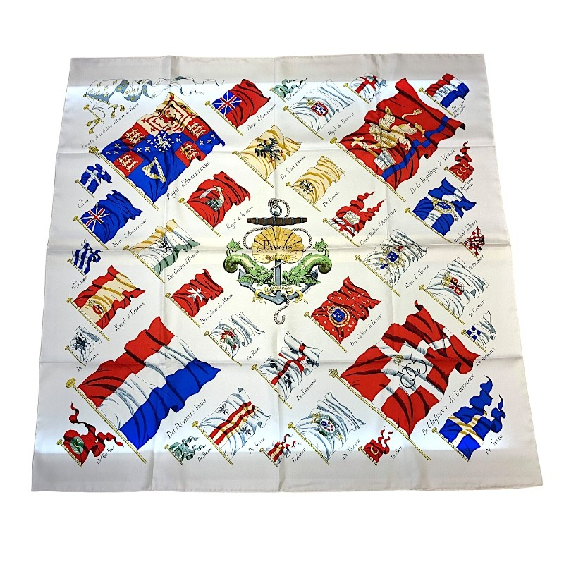 楽天市場】エルメス カレ90 PAVOIS 船旗 スカーフ ホワイト マルチ