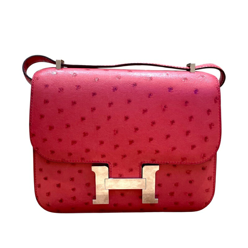 エルメス HERMES コンスタンス3ミニ C刻印 ブーゲンビリア SV金具 オーストリッチ レディース ショルダーバッグ【中古】