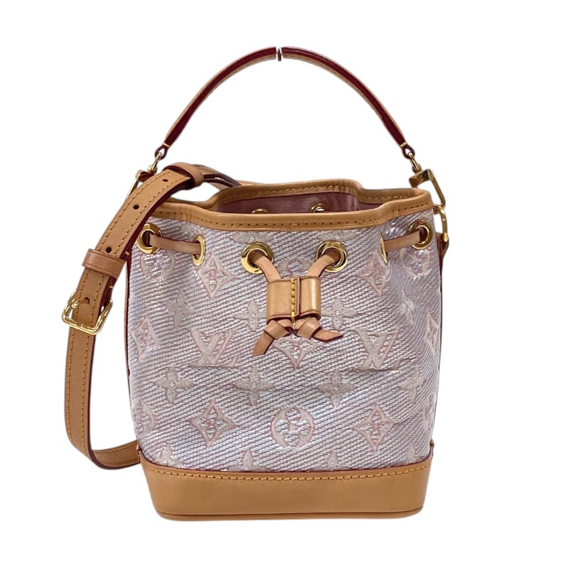 【最大限度40,000円OFF引き換え証離れ離れ中！】ルイ・ヴィトン LOUIS VUITTON ナノ・ノエ M82427 サクラ色 モノグラム・ラミネーテッド ジャカード レディース ショルダーバッグ【中古】