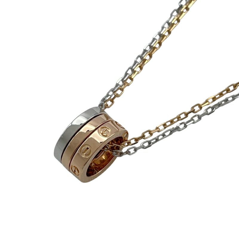 カルティエ Cartier ラブスリーフープネックレス ピンクゴールドxホワイトゴールド Au750 ダイヤモンド ジュエリー【中古】