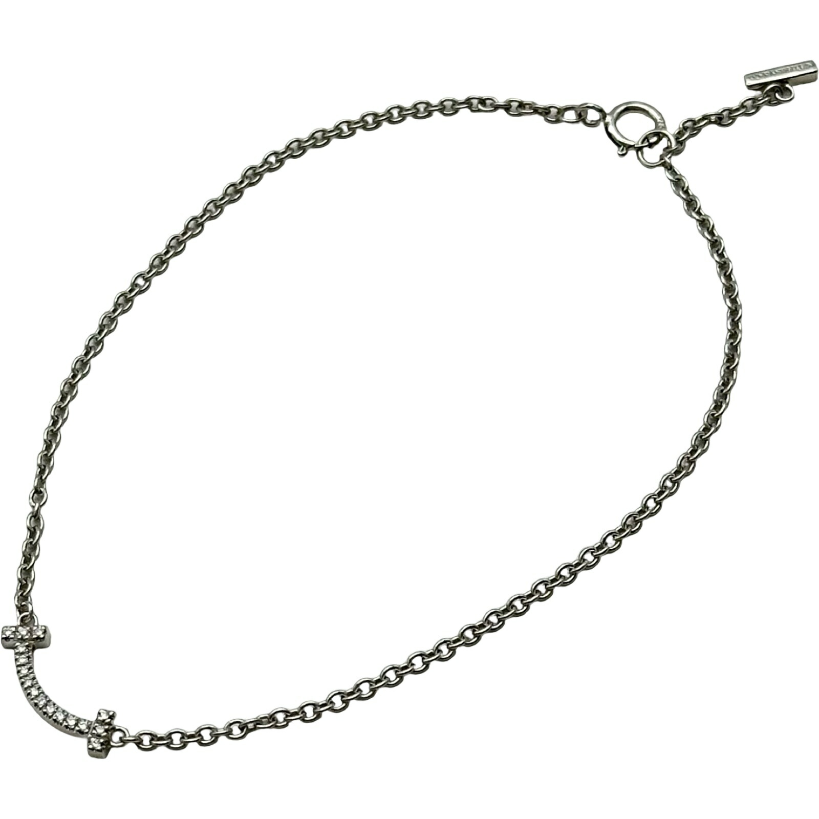 ティファニー TIFFANY＆CO Tスマイルダイヤブレスミニ ホワイトゴールド Au750 ダイヤモンド ジュエリー【中古】｜OKURA（おお蔵）店
