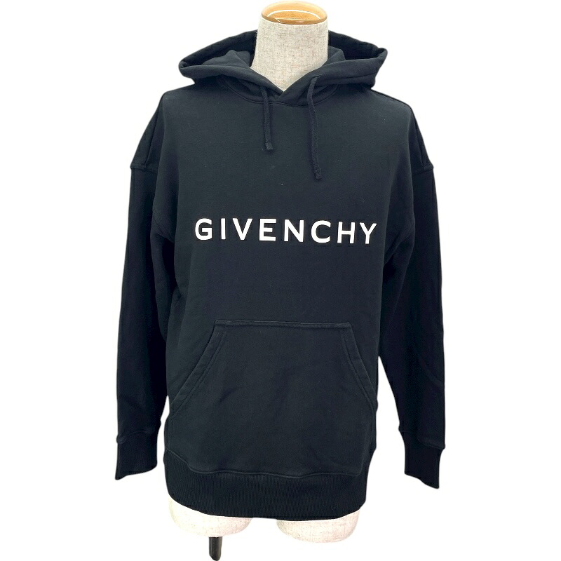 ジバンシィ GIVENCHY ロゴプリント スウェットパーカー BMJOHC3YAC ブラック コットン メンズ パーカー【中古】