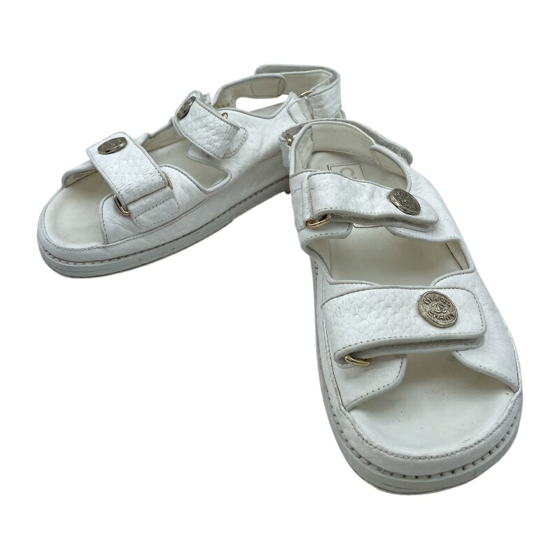 楽天市場】CHANEL シャネル G31463 CC ココマーク トングサンダル 38C