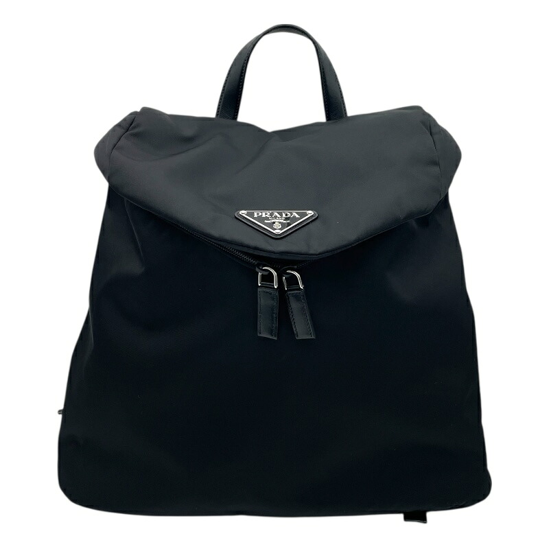 【6/1～ 最大限度30,000円OFF引き換え証！】プラダ PRADA ３角形ロゴタイプ うしろ側うしろ側 2VZ089 黒いこと SV金具 ナイロン/なめし革 レディース 背嚢・デイパック【中古】