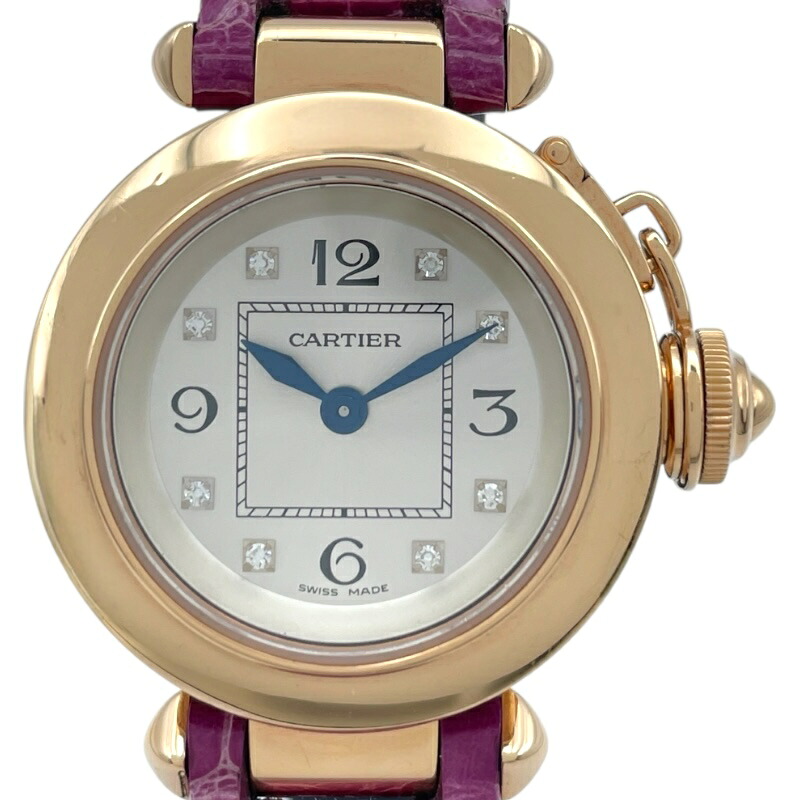 カルティエ Cartier ミスパシャ 30mm WJ124028 シルバー K18PG/革ベルト クオーツ レディース 腕時計【中古】