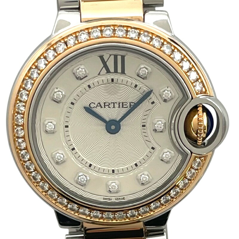 カルティエ Cartier バロンブルー 28mm W3BB0009 シルバー K18PG/SS クオーツ レディース 腕時計【中古】