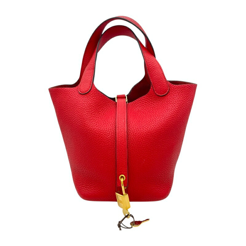 エルメス HERMES ピコタンロックPM D刻印 レッド GD金具 トリヨンクレマンス ユニセックス ハンドバッグ【中古】