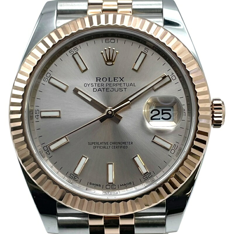 ロレックス ROLEX デイトジャスト 41 サンダスト　 126331 シャンパンゴールド/サンダスト　 PG/SS 自動巻き メンズ 腕時計【中古】