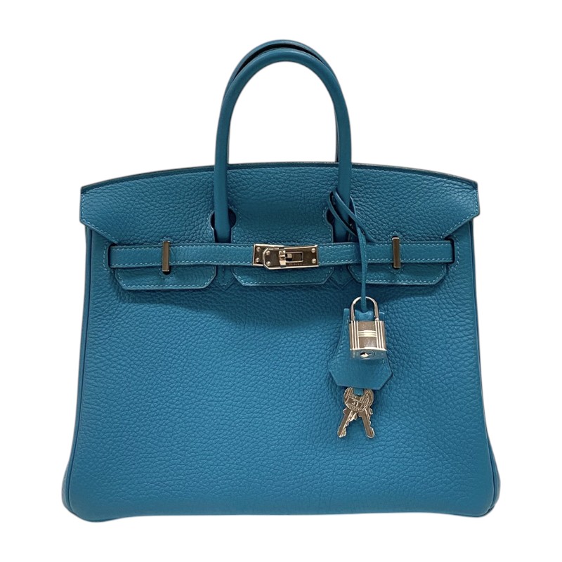エルメス HERMES バーキン25 □R刻 ターコイズ シルバー金具 トゴ レディース ハンドバッグ【中古】