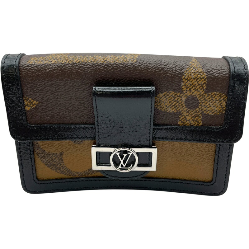 ルイ・ヴィトン LOUIS VUITTON バムバッグ・ドーフィーヌ M67696 ノワール×ブラウン モノグラム・ジャイアントリバース レディース ボディバッグ【中古】