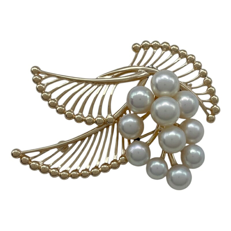 ミキモト MIKIMOTO アコヤブローチ イエロートゴールド K14 パール ジュエリー【中古】