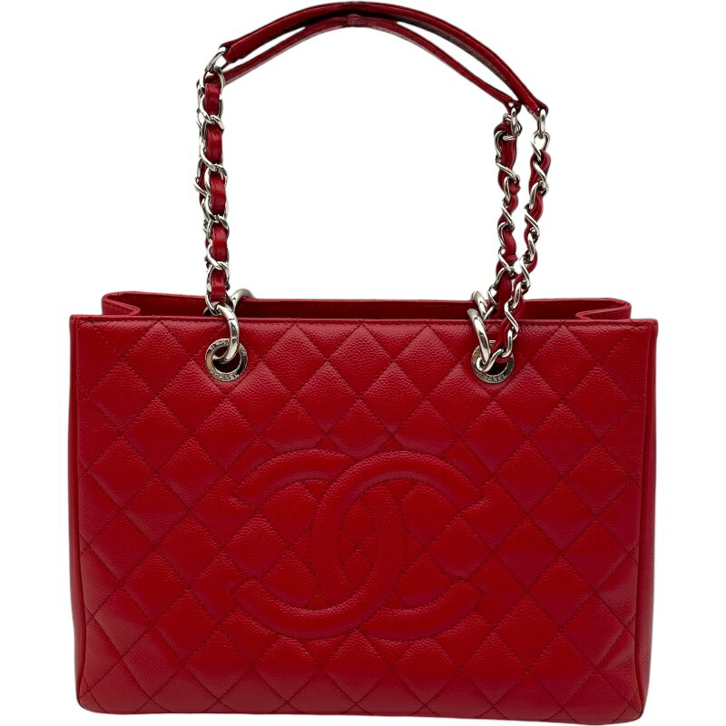 シャネル CHANEL GSTトート A50995 17番台 レッド SV金具 キャビア レディース トートバッグ【中古】