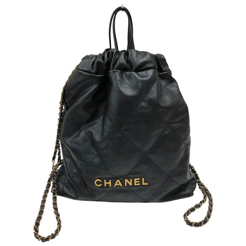 シャネル CHANEL CHANEL22 ラージ バックパック AS3313 ブラック　ゴールド金具 シャイニーカーフスキン レディース リュック・デイパック【中古】
