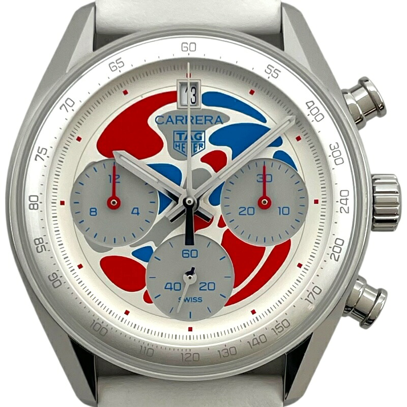 タグ・ホイヤー TAG HEUER カレラ クロノグラフ Expo2025 大阪 リミテッドエディション CBS221C.FC6619 オパーリン/レッド/ブルー SS/革ベルト 自動巻き メンズ 腕時計【中古】 1,099,000円