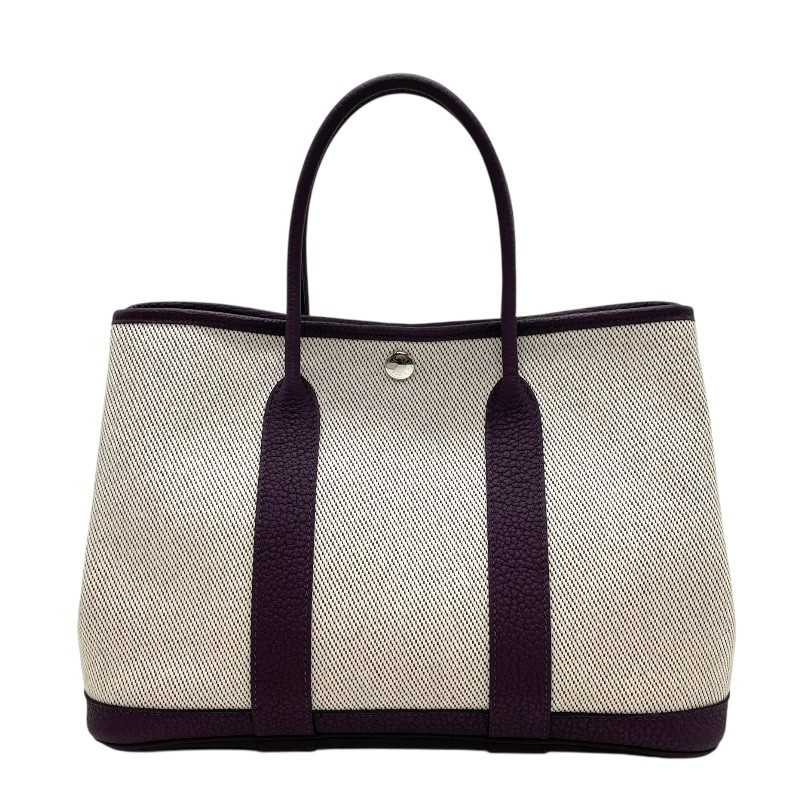 エルメス HERMES ガーデンパーティTPM U刻 エクリュ・レザン×SV金具 トワル・ネゴンダ レディース ハンドバッグ【中古】