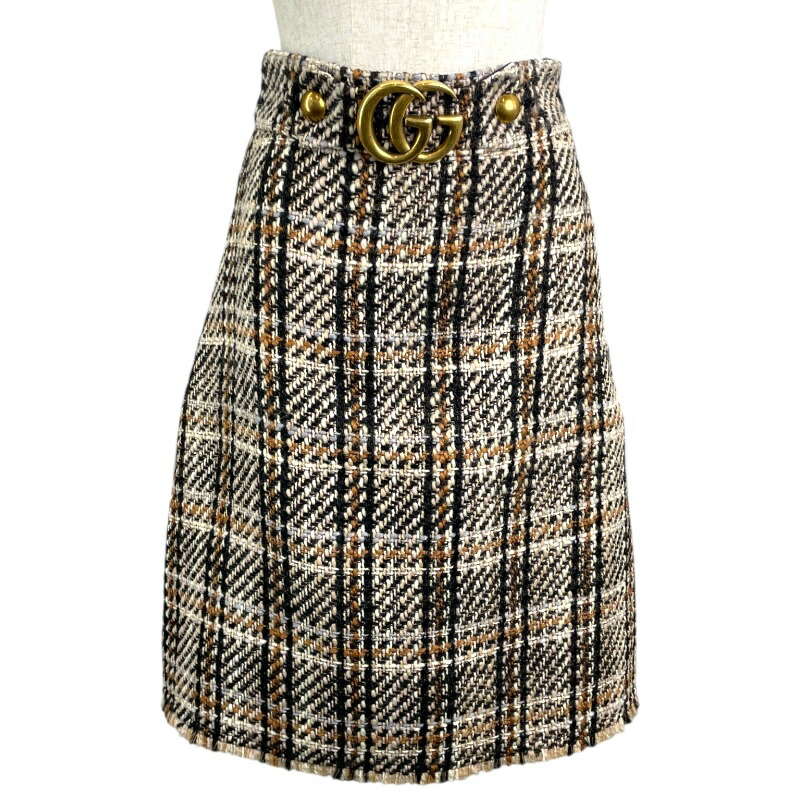 楽天市場】GUCCI グッチ スカート ウール ナイロン ツイード ベージュ