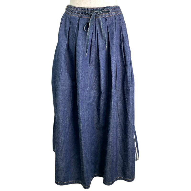 クリスチャン・ディオール Christian Dior ロゴラインデニムロングスカート 222J16A3517 ネイビー コットン レディース ロングスカート【中古】