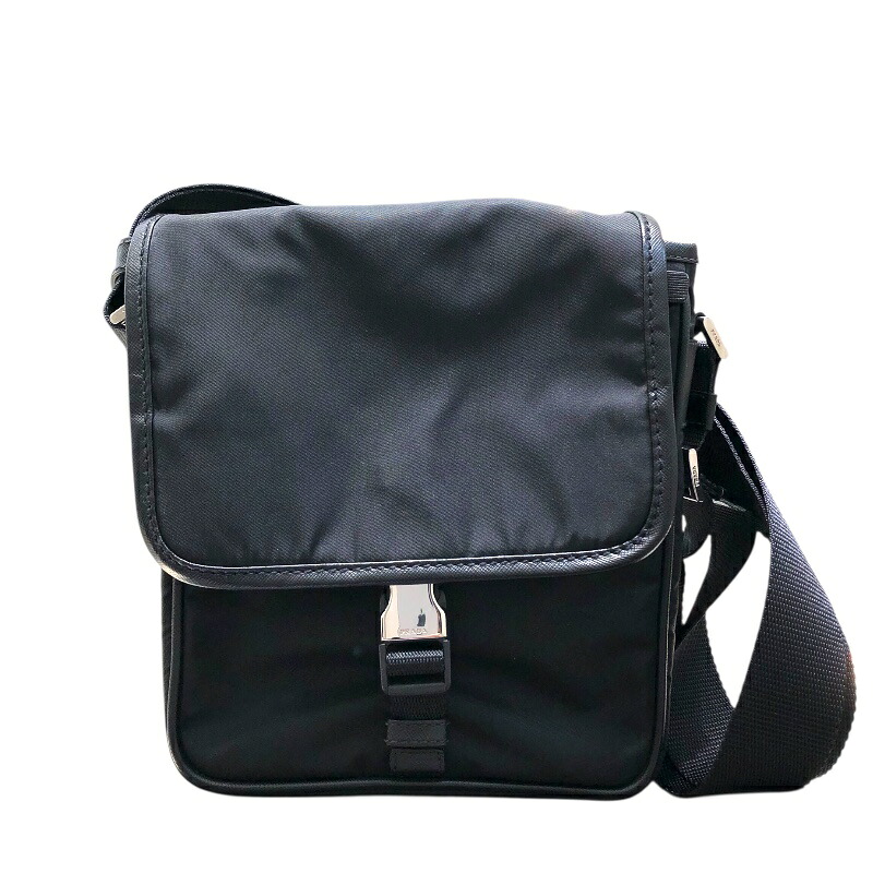 プラダ PRADA ナイロン ショルダーバッグ V167 ブラック ナイロン・サフィアーノレザー レディース ショルダーバッグ【中古】