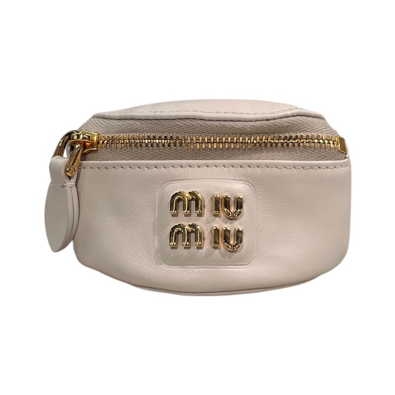 ミュウミュウ miu miu ミニポーチ付きブレスレット 5IB504 ホワイト レザー レディース ポーチ【中古】