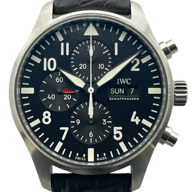 インターナショナルウォッチカンパニー IWC パイロットウォッチ クロノグラフ IW377709 ブラック SS 自動巻き メンズ 腕時計【中古】｜OKURA（おお蔵）店