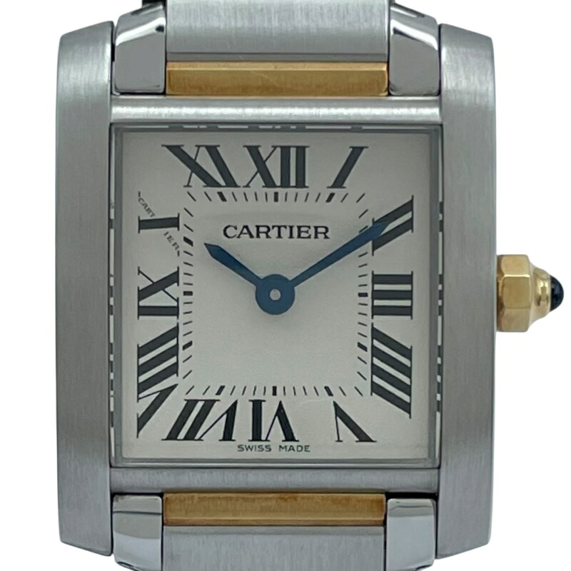 カルティエ Cartier タンク フランセーズ SM  W51007Q4 ホワイト YG/SS レディース 腕時計【中古】