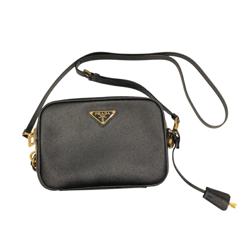 プラダ PRADA 写真機御徒面子 BP0173 黒いこと サフィアーノレザー レディース ショルダーバッグ【中古】