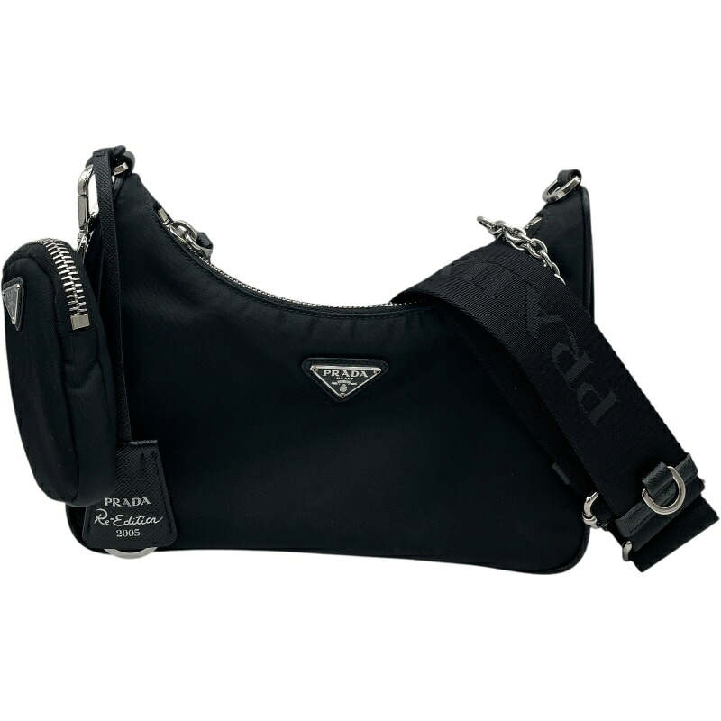 【最大限度40,000円OFF引き換え証離れ離れ中！】プラダ PRADA Re-Edition 肩部 1BH204 黒いこと しろがね色金具 リナイロン レディース ショルダーバッグ【中古】