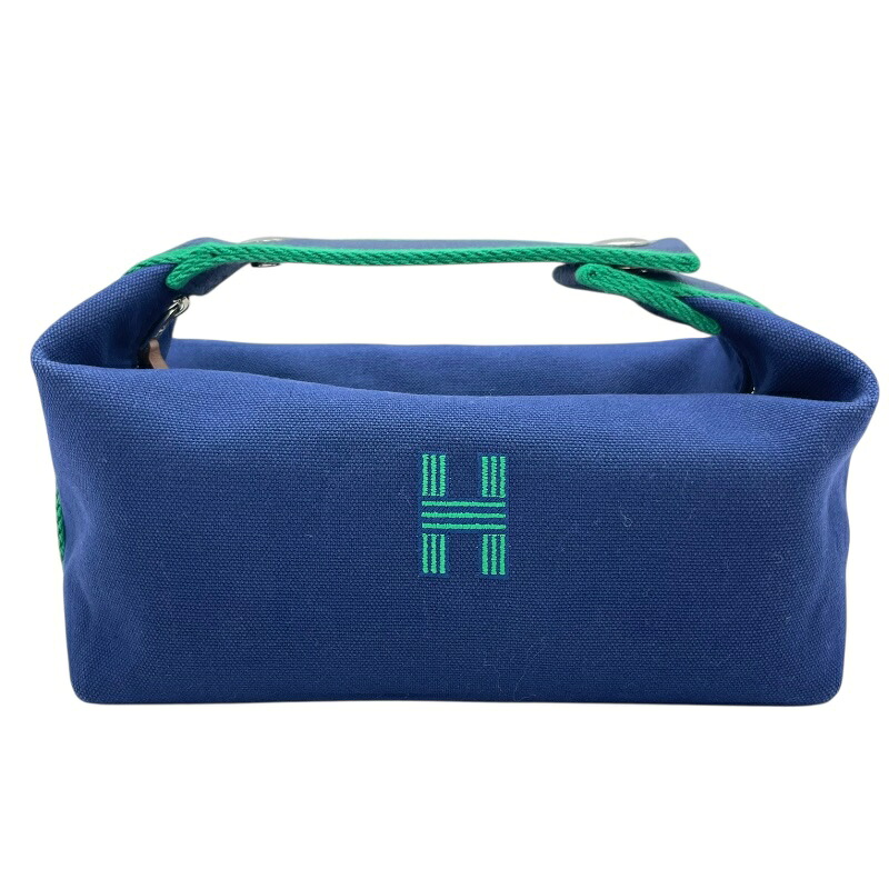 【6/1～ 最大限度30,000円OFF引き換え証！】エルメス HERMES ブリッドアブラックPM 米国海軍 SV金具 トワル レディース 合切袋【中古】