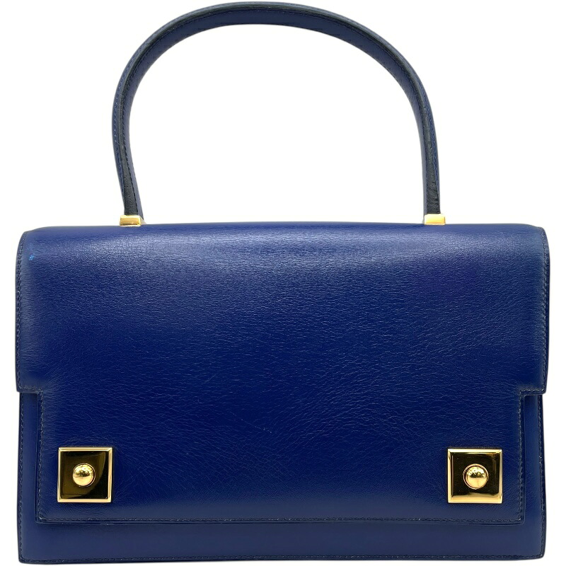 エルメス HERMES ピアノ 〇X刻 ブルー GD金具 ボックスカーフ レディース ハンドバッグ【中古】