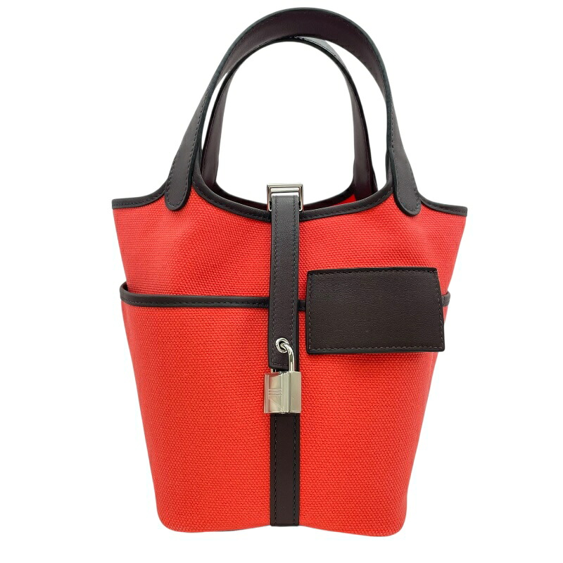 エルメス HERMES ピコタンロックPM カーゴ B刻 ルージュセリエxローズテキサス SV金具 トワルゴエラン/スイフト レディース ハンドバッグ【中古】
