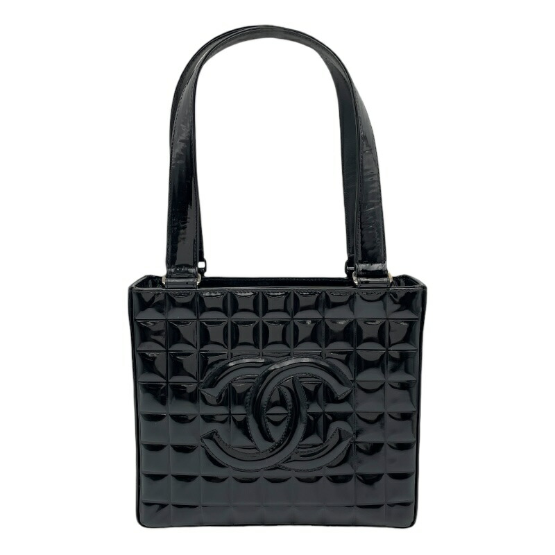 シャネル CHANEL チョコバー トートバッグ A17809 7番台 ブラック SV金具 パテント・レザー レディース トートバッグ【中古】