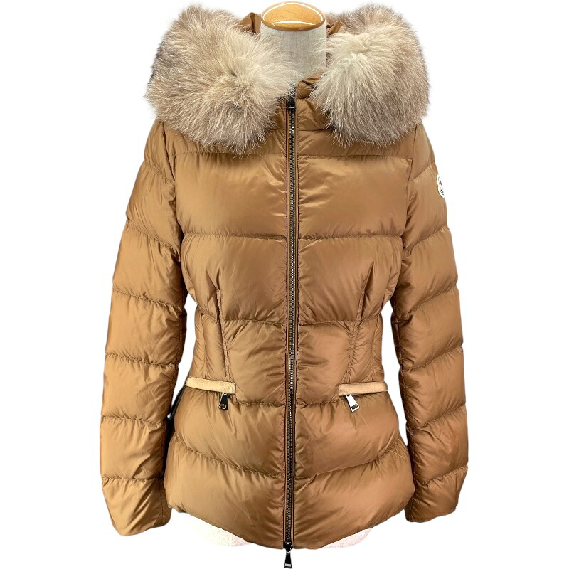モンクレール MONCLER BOED ファーダウンジャケット ベージュ ナイロン レディース ダウンジャケット【中古】