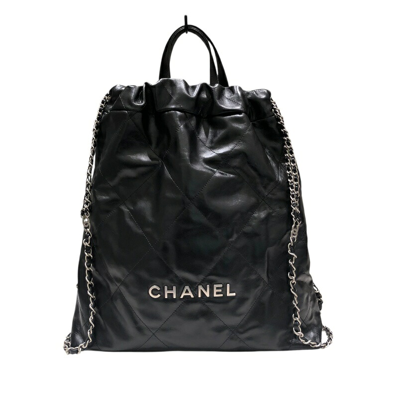 【6/1～ 最大限度30,000円OFF引き換え証！】シャネル CHANEL CHANEL22 うしろ側容器に並べる AS3859 黒いこと シャイニーカーフ レディース 背嚢・デイパック【中古】