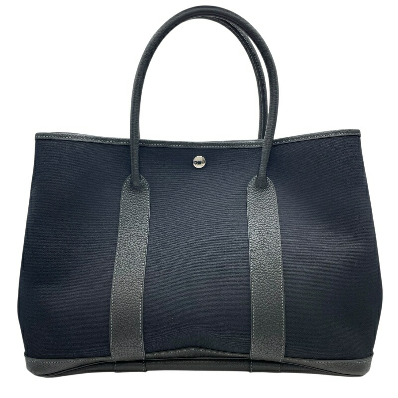 美品　エルメス　ガーデンパーティ　黒PM エルメス ガーデンパーティ PM ブラック レザー トートバッグ】を売り