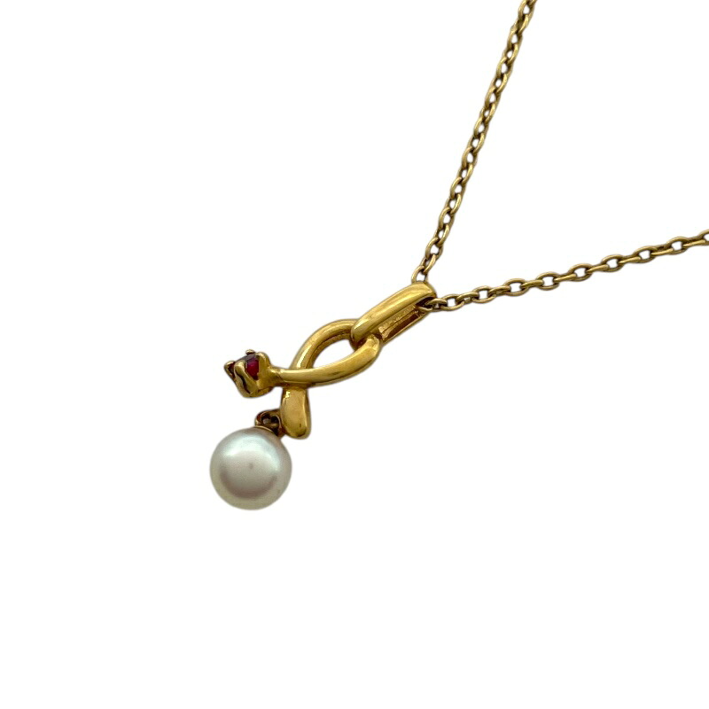 ミキモト MIKIMOTO パールネックレス イエローゴールド K18 ルビー ジュエリー【中古】|OKURA(おお蔵)店