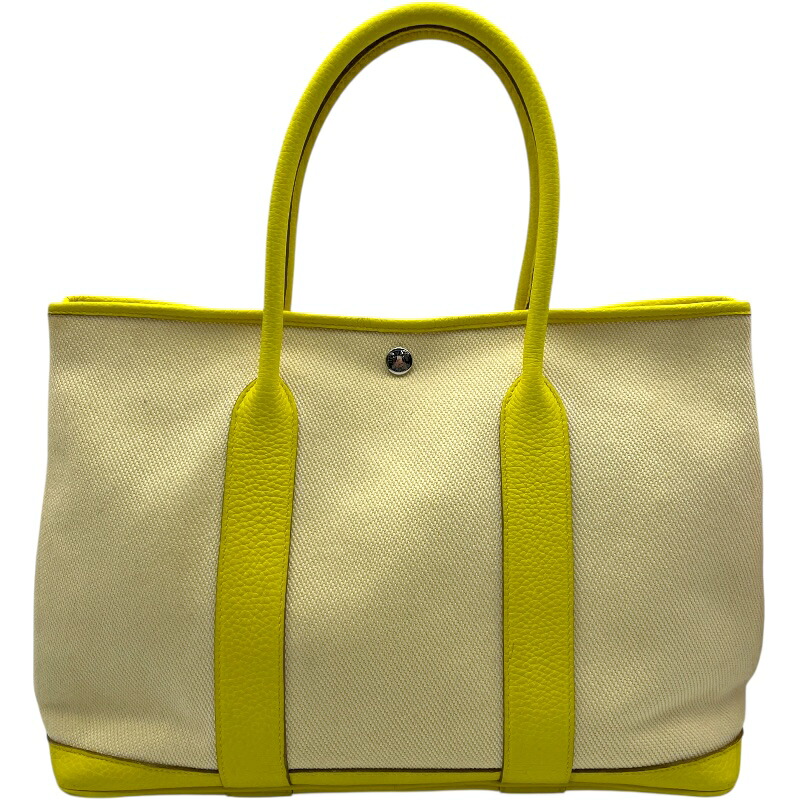 【6/1～ 最大限度30,000円OFFクーポン券！】エルメス HERMES 庭園寄りあいPM D刻 菩提樹 SV金具 トワル レディース ハンドバック【中古】