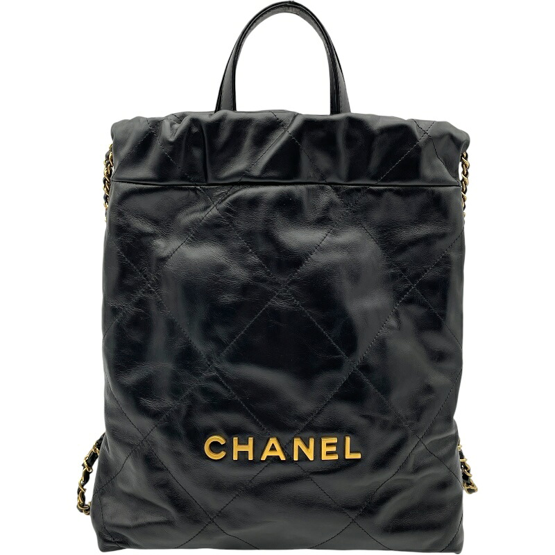 シャネル CHANEL CHANEL22 バックパック AS3859 ブラック GD金具 カーフ レディース ハンドバッグ【中古】｜OKURA（おお蔵）店