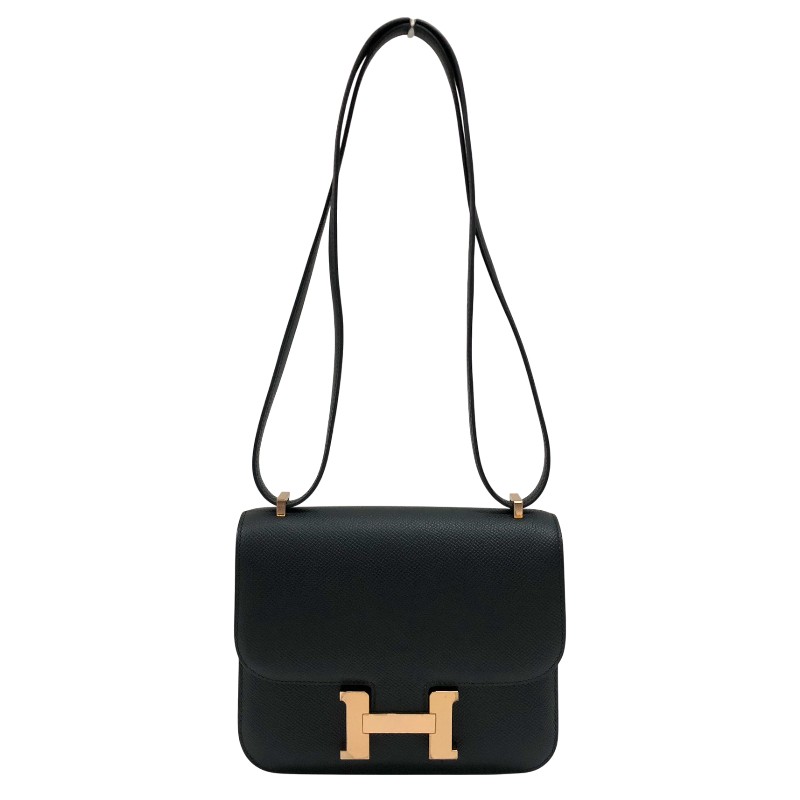エルメス HERMES コンスタンス3ミニ W刻 ブラック ピンクゴールド金具 エプソン レディース ショルダーバッグ【中古】