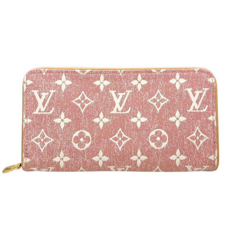 ルイ・ヴィトン LOUIS VUITTON ジッピー・ウォレット M81182 ピンク　ゴールド金具 モノグラム・デニム レディース 長財布【中古】