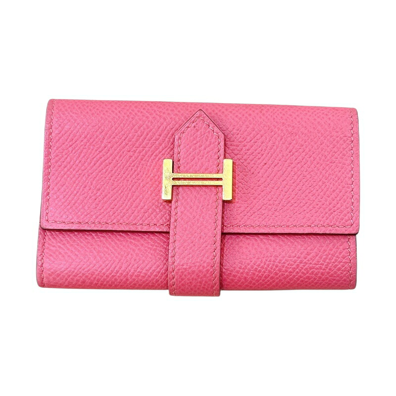 【6/1～ 最大限度30,000円OFF引き換え証！】エルメス HERMES ベアン4連足懸かり入れもの X刻 サクラ色口紅/ゴールド金具 エプソン レディース 足懸かり入れもの【中古】