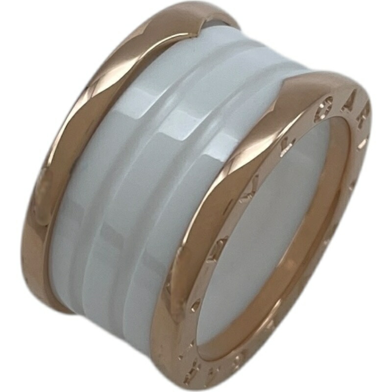 ブルガリ BVLGARI ビーゼロワンリング4バンド(M) ピンクゴールド 750 ホワイトセラミック ジュエリー【中古】