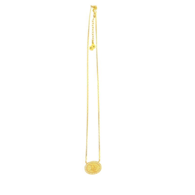 クリスチャン・ディオール Christian Dior ロゴネックレス ゴールド メタル・クリスタル ジュエリー【中古】