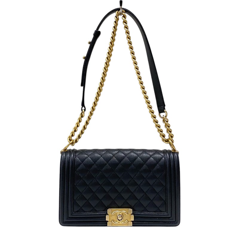 シャネル CHANEL ボーイシャネル25 A67086 ブラック ゴールド金具 キャビアスキン レディース ショルダーバッグ【中古】｜OKURA（おお蔵）店